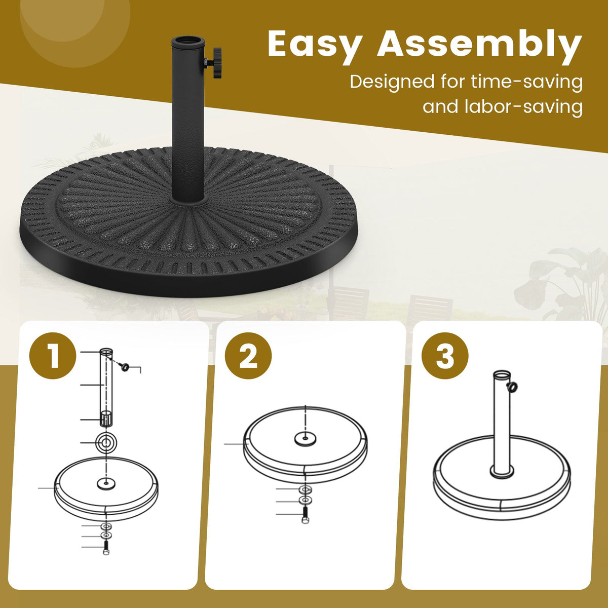 14 KG Heavy Duty Umbrella Base Round with Adjustable Knob for 38-48mm Pole