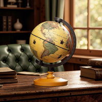 14 cm World Globe with Metal Stand and Non-slip Wooden Base