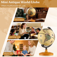 14 cm World Globe with Metal Stand and Non-slip Wooden Base