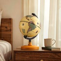 14 cm World Globe with Metal Stand and Non-slip Wooden Base