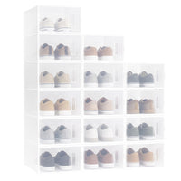 12/15 Pack Shoe Storage Boxes, Plastic Stackable Shoe Organizer for Closet