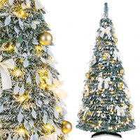 150/180cm Pre-Lit Pop Up Christmas Tree w/ 140 Warm White LED Lights