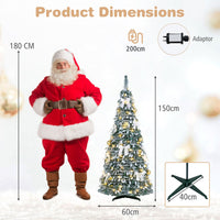 150/180cm Pre-Lit Pop Up Christmas Tree w/ 140 Warm White LED Lights