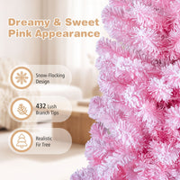 150/180/210cm Flocked Fir Christmas Tree with 432/570/738 Full Branch Tips and Warm White LED Lights