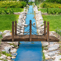 150 cm Outside Wooden Bridge with Safe Chain Railing for Garden Holds up to 180 kg