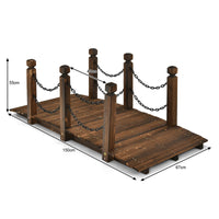 150 cm Outside Wooden Bridge with Safe Chain Railing for Garden Holds up to 180 kg