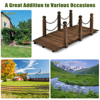 150 cm Outside Wooden Bridge with Safe Chain Railing for Garden Holds up to 180 kg