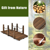 150 cm Outside Wooden Bridge with Safe Chain Railing for Garden Holds up to 180 kg