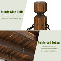 150 cm Outside Wooden Bridge with Safe Chain Railing for Garden Holds up to 180 kg
