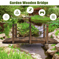 150 cm Outside Wooden Bridge with Safe Chain Railing for Garden Holds up to 180 kg