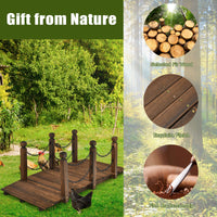 150 cm Outside Wooden Bridge with Safe Chain Railing for Garden Holds up to 180 kg