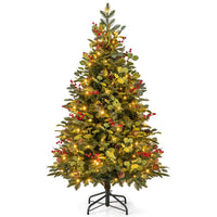 150 CM Artificial PE Christmas Tree with LED Lights and Eucalyptus Leaves