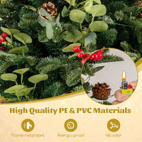 150 CM Artificial PE Christmas Tree with LED Lights and Eucalyptus Leaves