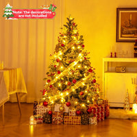 150 CM Artificial PE Christmas Tree with LED Lights and Eucalyptus Leaves