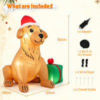 150cm Christmas Inflatable Golden Retriever Dog Decoration for Holiday Decor