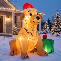 150cm Christmas Inflatable Golden Retriever Dog Decoration for Holiday Decor
