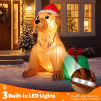 150cm Christmas Inflatable Golden Retriever Dog Decoration for Holiday Decor