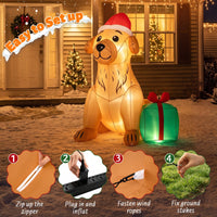 150cm Christmas Inflatable Golden Retriever Dog Decoration for Holiday Decor