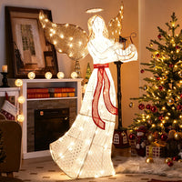 150cm Christmas Lighted Angel with Harp Halo and 120 Warm White LED Lights