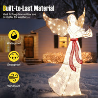 150cm Christmas Lighted Angel with Harp Halo and 120 Warm White LED Lights