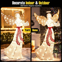 150cm Christmas Lighted Angel with Harp Halo and 120 Warm White LED Lights
