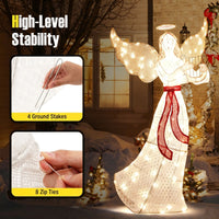 150cm Christmas Lighted Angel with Harp Halo and 120 Warm White LED Lights
