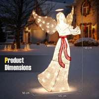 150cm Christmas Lighted Angel with Harp Halo and 120 Warm White LED Lights