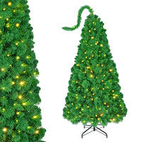 150cm/180cm Flocked Christmas Tree with LED Lights and Pine Needles