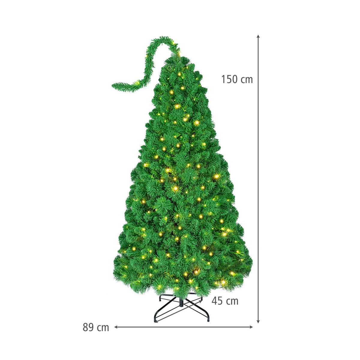 150cm/180cm Flocked Christmas Tree with LED Lights and Pine Needles