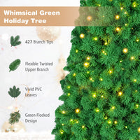 150cm/180cm Flocked Christmas Tree with LED Lights and Pine Needles