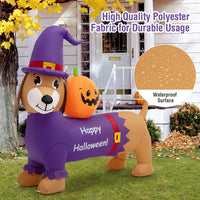 Giantex 150cm Long Halloween Inflatable Dachshund Dog with Pumpkin Built-in LED Lights