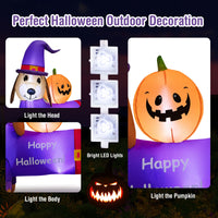Giantex 150cm Long Halloween Inflatable Dachshund Dog with Pumpkin Built-in LED Lights
