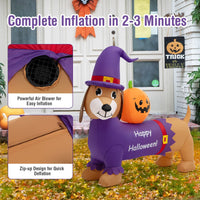 Giantex 150cm Long Halloween Inflatable Dachshund Dog with Pumpkin Built-in LED Lights