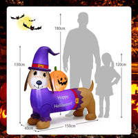 Giantex 150cm Long Halloween Inflatable Dachshund Dog with Pumpkin Built-in LED Lights