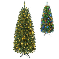 180/150cm Pre-Lit Christmas Tree with Warm White and Multi-color LED