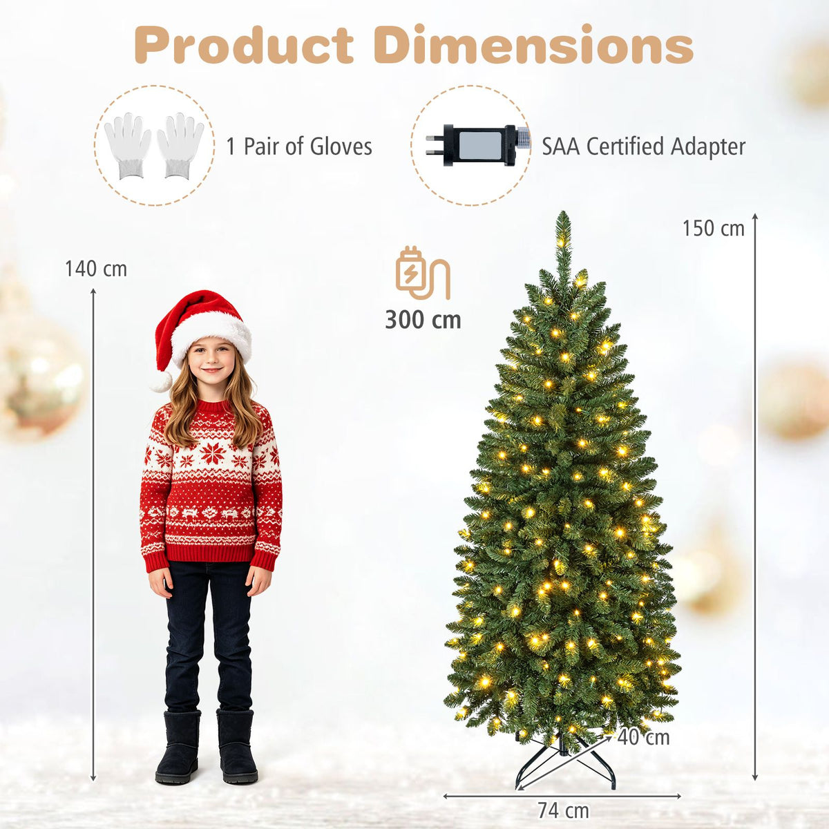 180/150cm Pre-Lit Christmas Tree with Warm White and Multi-color LED