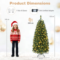 180/150cm Pre-Lit Christmas Tree with Warm White and Multi-color LED