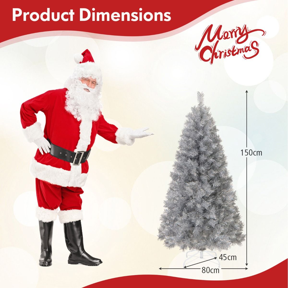 150CM Christmas Tree with 385 Branch Tips and 170 Warm White LED Lights