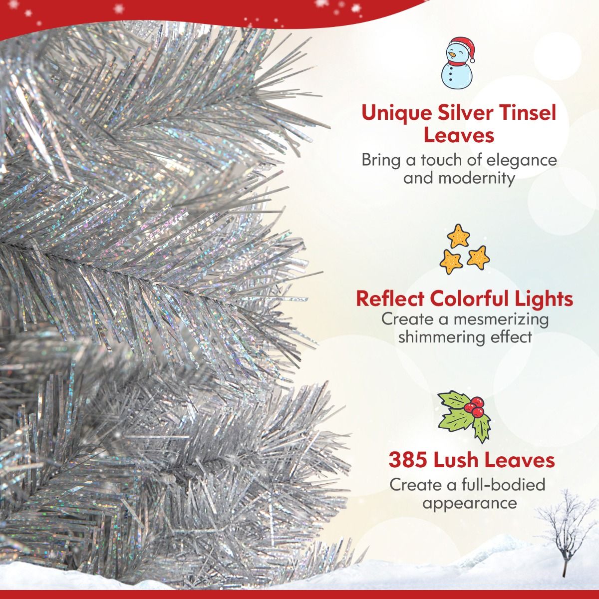 150CM Christmas Tree with 385 Branch Tips and 170 Warm White LED Lights