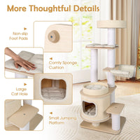151 CM Space-saving Modern Cat Tree Multi-level Cat Tower w/Detachable Soft Mats