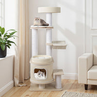 151 CM Space-saving Modern Cat Tree Multi-level Cat Tower w/Detachable Soft Mats