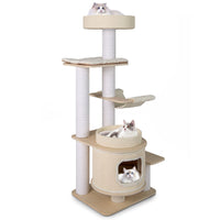 151 CM Space-saving Modern Cat Tree Multi-level Cat Tower w/Detachable Soft Mats