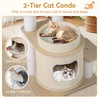 151 CM Space-saving Modern Cat Tree Multi-level Cat Tower w/Detachable Soft Mats