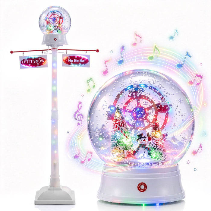 152 CM Indoor Christmas Street Lamp Post with Colorful Lights and Snow Effect