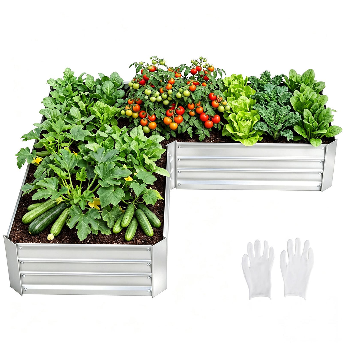 152 x 152 x 28 cm Metal/Galvanized Raised Garden Bed Kit Anti-Rust Planter Box with Open Bottom