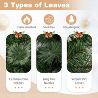 155/185cm Pre-Lit Pencil Artificial Christmas Tree with 120 LED Warm White Lights 198/264 Branch Tips