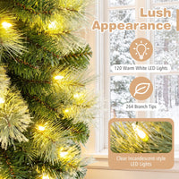 155/185cm Pre-Lit Pencil Artificial Christmas Tree with 120 LED Warm White Lights 198/264 Branch Tips