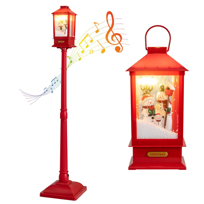 155 cm Musical Christmas Streetlight with LED Lights and Snowmen