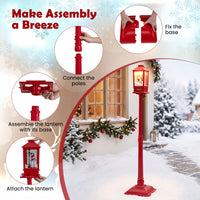 155 cm Musical Christmas Streetlight with LED Lights and Snowmen