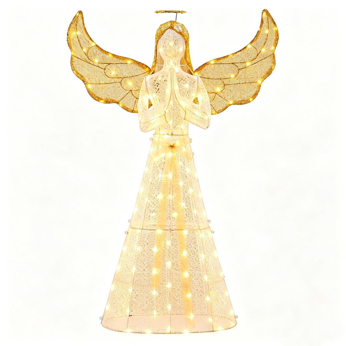155cm Christmas Pre-Lit Angel with Halo Wings and 150 LED Lights